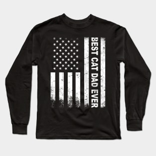 Best Cat Dad Ever American Flag Long Sleeve T-Shirt